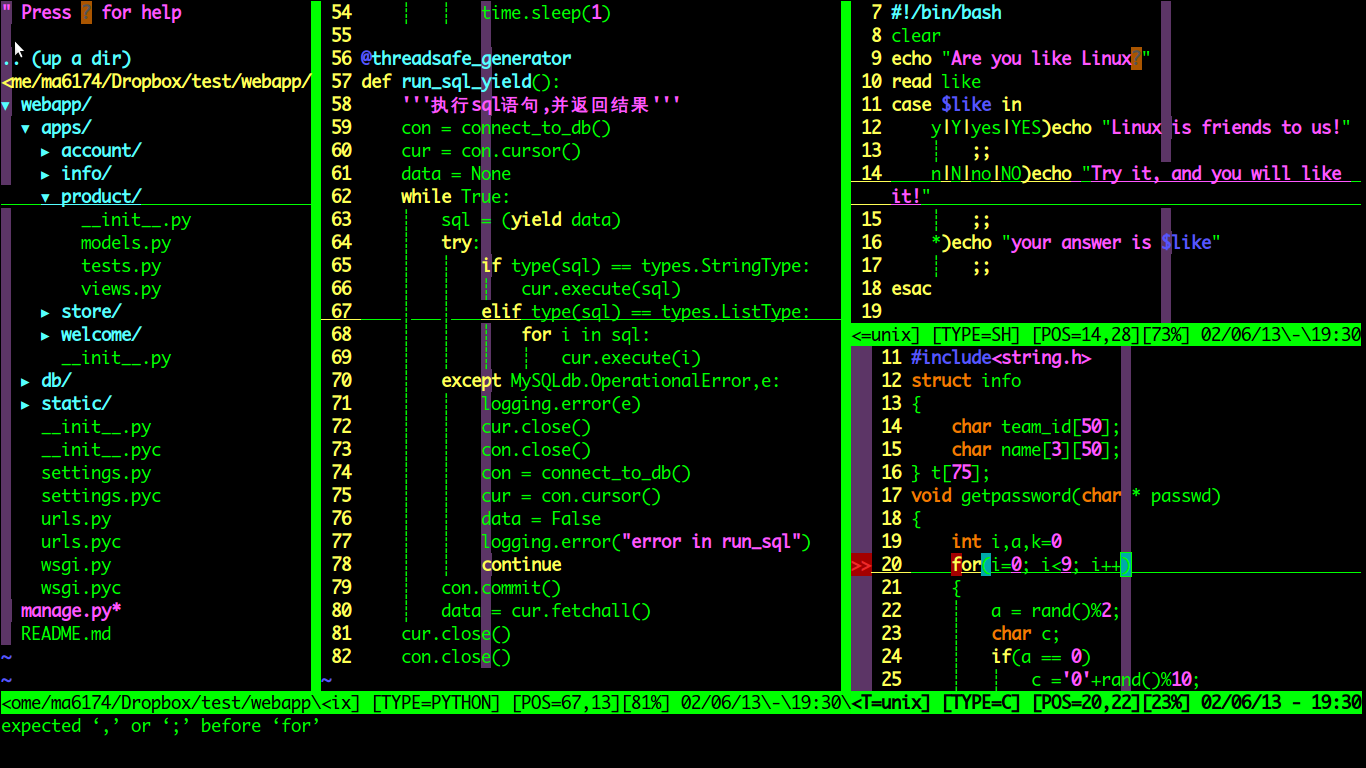 vim config